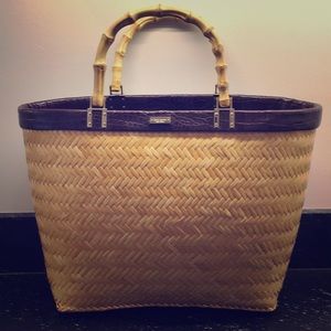 Kate Spade woven purse with bamboo handles
